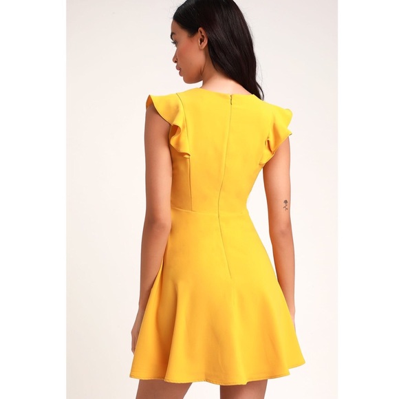 Lulu’s Yellow Embroidered Dress Skater Mini Dress - Picture 5 of 7